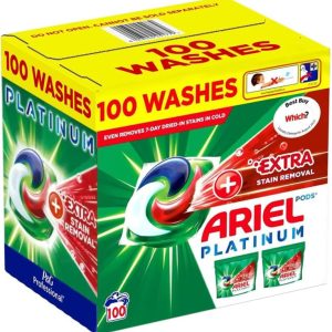 Ariel Platinum Washing Pods 100 Washes 2320G +Extra Stain Removal On top