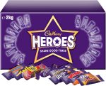 [2025 Flash Sales+ Free Shipping]Cadbury Heroes Chocolate Bulk Share Box, Assorted Mini-Size Milk Chocolate Bars, 2 kg