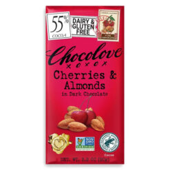 Chocolove Cherries & Almonds Dark Chocolate Candy Bars: 12-Piece Box