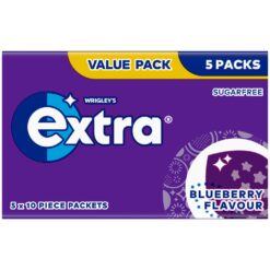 Wrigley's Extra Blueberry Sugar-Free Chewing Gum - 5 Packs of 10 Pieces (50 Total)