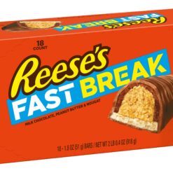 Reese's Fast Break Milk Chocolate, Peanut Butter and Nougat Candy Bars, Pack of 18 x 51g