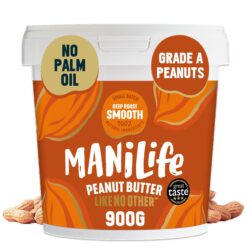 ManiLife Deep Roast Smooth Peanut Butter, 900g - Single Origin Argentine Peanuts, No Palm Oil, No Added Sugar, Vegan