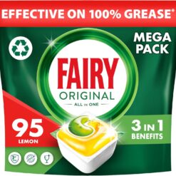 Fairy Original All-In-One Dishwasher Tablets with Lemon Scent, 114 Tablets