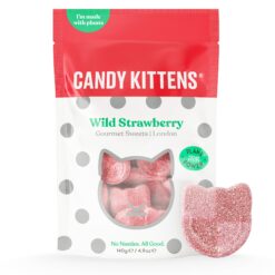 Candy Kittens Wild Strawberry Vegan Sweets – 140g Fizzy Treats with Real Fruit Juice, No Artificial Flavours