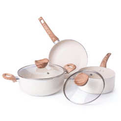 Kitchen Cookware Set of 5, 8, 15 & 35pcs with Lids - Multiple Colours