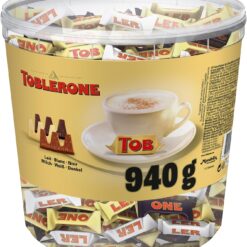 Toblerone Assorted Mini Swiss Chocolate Mix Flavors: Milk Chocolate, White Chocolate and Dark Chocolate with Honey Nougat and Almonds, Pack 900 g